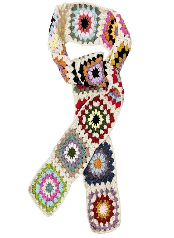 BIBITIME Handmade Knit Colorful Granny Square Crochet Scarf Neck Warp Women Lady, Multi Random, One size - Image 1