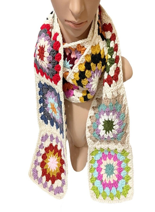BIBITIME Handmade Knit Colorful Granny Square Crochet Scarf Neck Warp Women Lady, Multi Random, One size - Image 5