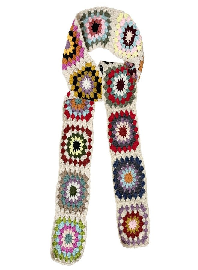 BIBITIME Handmade Knit Colorful Granny Square Crochet Scarf Neck Warp Women Lady, Multi Random, One size - Image 3