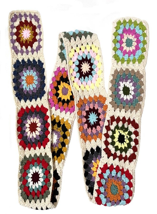BIBITIME Handmade Knit Colorful Granny Square Crochet Scarf Neck Warp Women Lady, Multi Random, One size - Image 4