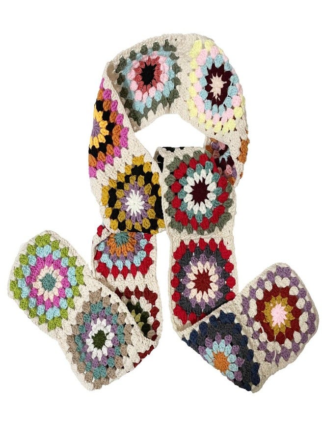 BIBITIME Handmade Knit Colorful Granny Square Crochet Scarf Neck Warp Women Lady, Multi Random, One size - Image 2
