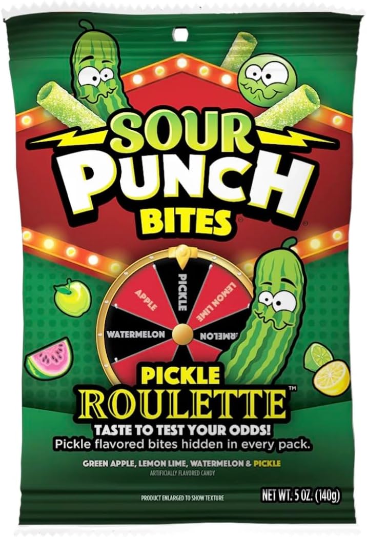 Sour Punch حلوى ساور بانش بايتس روليت الخيار - 5 أونصة من الحلوى الحلوة والحامضة - Image 1