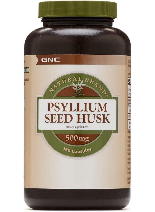 GNC Natural Brand Psyllium Seed Husk 500Mg, 180 Capsules, Supports Digestive Health - Image 1