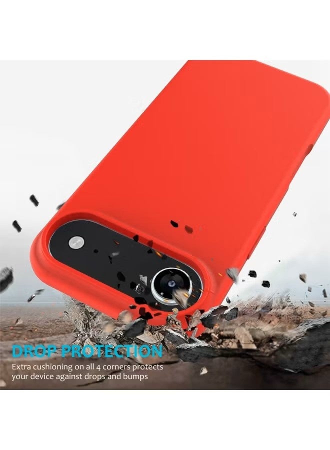 general Bortony Radiant Red Liquid Silicone Case for iPhone 17 Air 6.6" – Professional Camera Guard, Built-in Camera Control Button & 4-Corner Drop Protection - Image 4