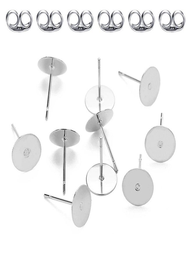 Adabele 100pcs Adabele 316 Grade Surgical Stainless Steel Hypoallergenic Stud Earring Post Findings 8mm Glue On Flat Pad 100pcs Earnut Backs DIY Earrings Jewelry Making SEF221-8 - Image 1