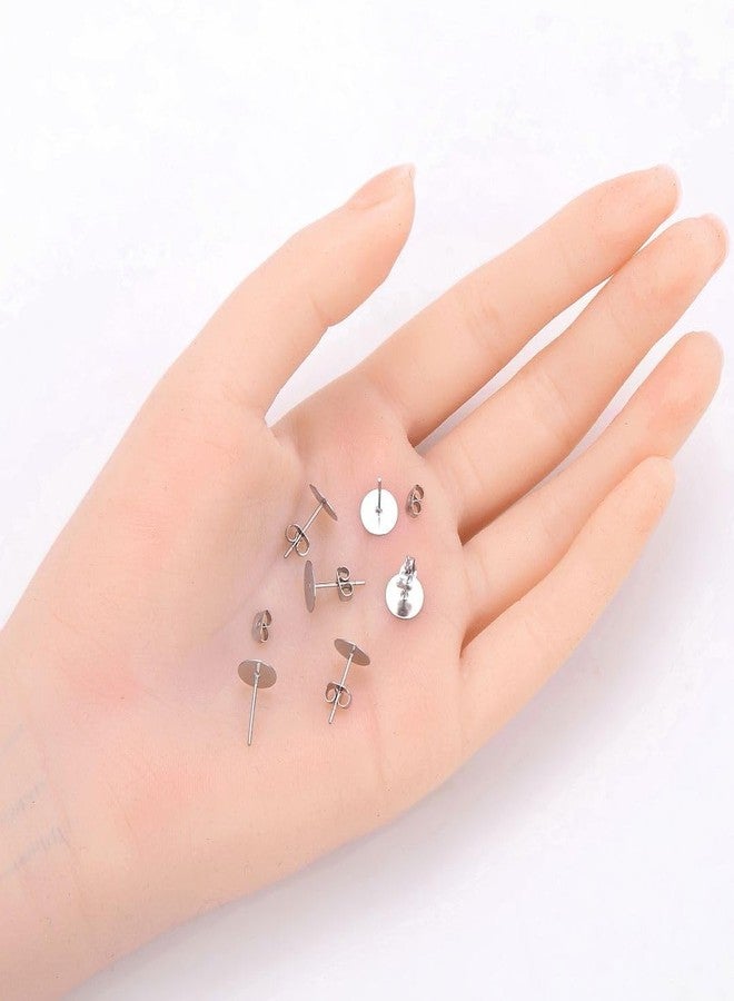 Adabele 100pcs Adabele 316 Grade Surgical Stainless Steel Hypoallergenic Stud Earring Post Findings 8mm Glue On Flat Pad 100pcs Earnut Backs DIY Earrings Jewelry Making SEF221-8 - Image 2