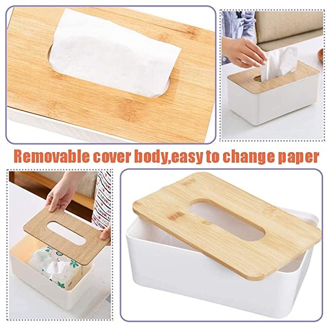 WENGTY Wooden Cover Plastic Tissue Box Holder - A Stylish and Functional Storage Solution | Ideal for Tissues, Wipes, or Napkins | Easy to Clean and Maintain | Perfect for Home, Office, or Travel (1) - Image 4