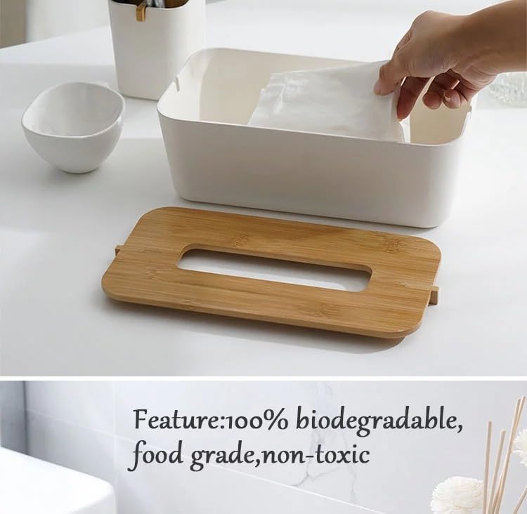 WENGTY Wooden Cover Plastic Tissue Box Holder - A Stylish and Functional Storage Solution | Ideal for Tissues, Wipes, or Napkins | Easy to Clean and Maintain | Perfect for Home, Office, or Travel (1) - Image 3
