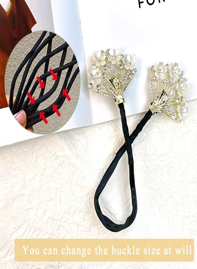 Dezzy Juda Hair Bun Accessories for Women, Quick Bun Maker, Medium Thick Clips for Women, White Floral Rhinestone Hair Style Accessories Twist Bun Clips for Hair (White) - Image 5