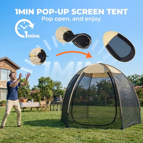Alvantor® Screen House Mesh Tent, 10 x10 FT Pop Up Outdoor Gazebo with Sun Shade Mosquito Net for Backyard Garden, Beige - Image 2