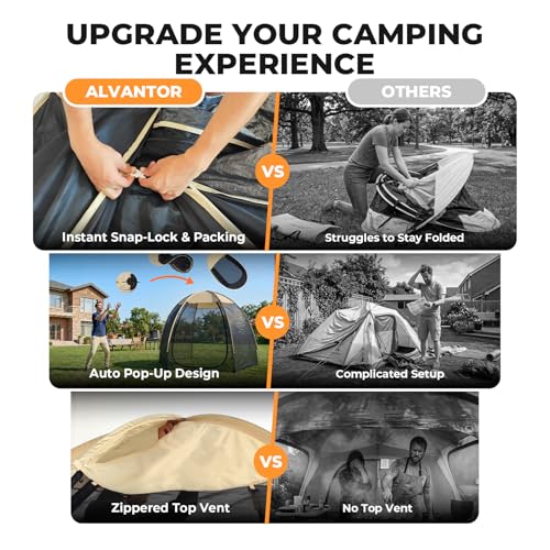 Alvantor® Screen House Mesh Tent, 10 x10 FT Pop Up Outdoor Gazebo with Sun Shade Mosquito Net for Backyard Garden, Beige - Image 3