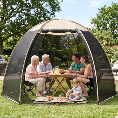 Alvantor® Screen House Mesh Tent, 10 x10 FT Pop Up Outdoor Gazebo with Sun Shade Mosquito Net for Backyard Garden, Beige - Image 1