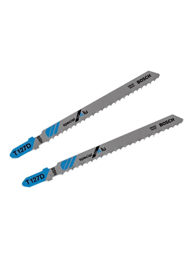 BOSCH 2-Piece T127D Single Lug Shank High Speed Steel Jigsaw Blade Silver and Blue 100mm JE2 609 256 736 - Image 1