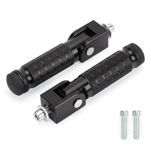 XINGWU M8 Motorcycle Foot Pegs 90 Degree Foldable Bike Pegs CNC AntiSkid Universal for Super 73 Yamaha Honda Suzuki Aprilia Electric Car Motorbike Scooter Mini Bike Ebike Dirt Bike Go Kart Black - Image 1