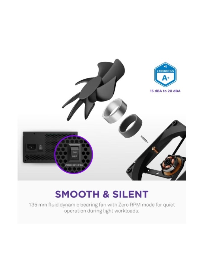 NZXT C850 Gold Core 850W 80 PLUS Gold Fully Modular ATX 3.1 Power Supply with 12V‑2×6 PCIe 5.1 Connector, Zero RPM Fan, High Efficiency, Premium Capacitors, Multi-Protection, Black | PA-8G3BB-UK - Image 5