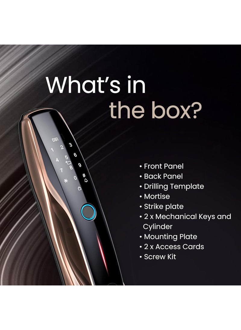 SmartiQo - SmartiQo L4 Smart Door Lock 5Way Unlocking 5 Bolts Fingerprint PIN Remote Unlocking via OTP Access Card Mobile App Mechanical Key 2 Years Brand Warranty Copper - Image 1