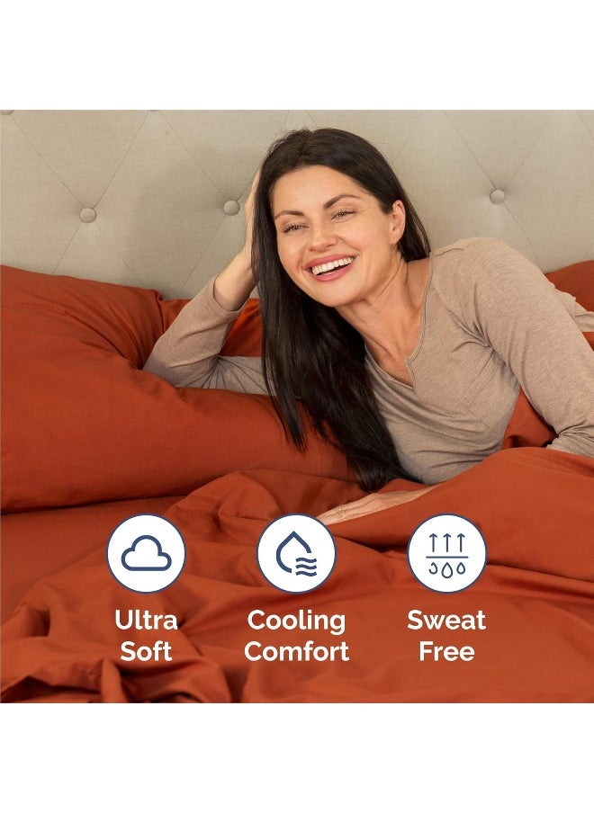 CGK Unlimited - King Size 4 Piece Bedding Sheet Set - Breathable & Cooling - Hotel Luxury Bed Sheets Set - Easy Fit - Soft, Wrinkle Free & Comfy Terracotta Oeko-Tex Bedding Sheets - Deep Pockets 4 Piece Bed Sheet Set - Image 1