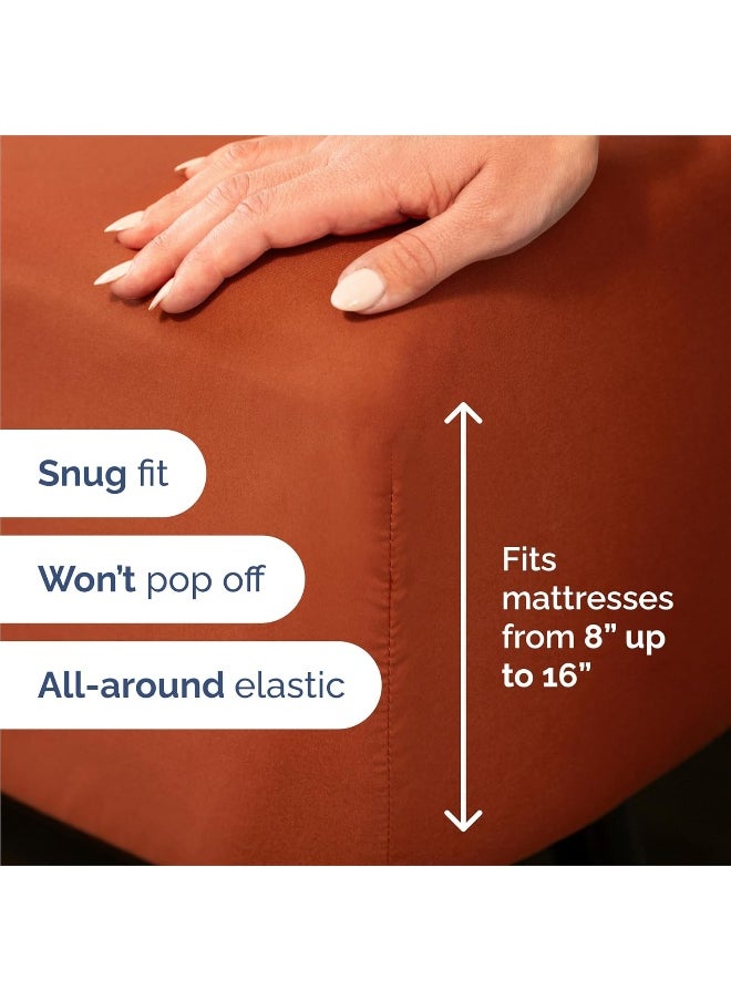 CGK Unlimited - King Size 4 Piece Bedding Sheet Set - Breathable & Cooling - Hotel Luxury Bed Sheets Set - Easy Fit - Soft, Wrinkle Free & Comfy Terracotta Oeko-Tex Bedding Sheets - Deep Pockets 4 Piece Bed Sheet Set - Image 1