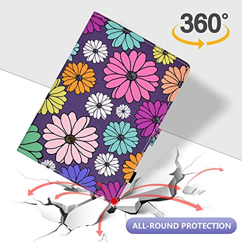 Dteck Universal Case for Android 11 12 13 Tablet/Samsung Galaxy Tab/Tab M8 /TCL/Blackview/HAOVM/NOVOJOY Android Tablet 8 8.0 8.3 8.4 Inch - Folio Cute Case with View Stand/Card Slot, Color Daisy - Image 3