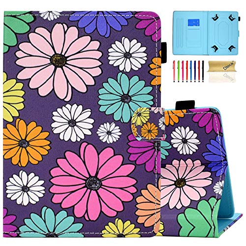 Dteck Universal Case for Android 11 12 13 Tablet/Samsung Galaxy Tab/Tab M8 /TCL/Blackview/HAOVM/NOVOJOY Android Tablet 8 8.0 8.3 8.4 Inch - Folio Cute Case with View Stand/Card Slot, Color Daisy - Image 1