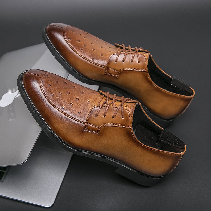 Leather Shoes Men'S 2024 Plus Size Breathable Business British Soft Leather 38-46 Men'S Lace-Up Youth Casual Leather Shoes - Image 5