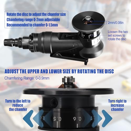 Sywan Pneumatic Chamfering Tool Mini Chamfering Deburring Tool For Metal Beveling Machine Pneumatic Edge Beveler for Metal Trimming Arc Corner Deburring Linear Beveling Trimming Black - Image 3