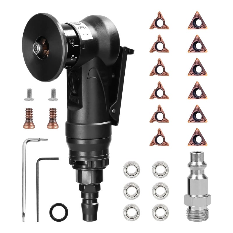 Sywan Pneumatic Chamfering Tool Mini Chamfering Deburring Tool For Metal Beveling Machine Pneumatic Edge Beveler for Metal Trimming Arc Corner Deburring Linear Beveling Trimming Black - Image 2