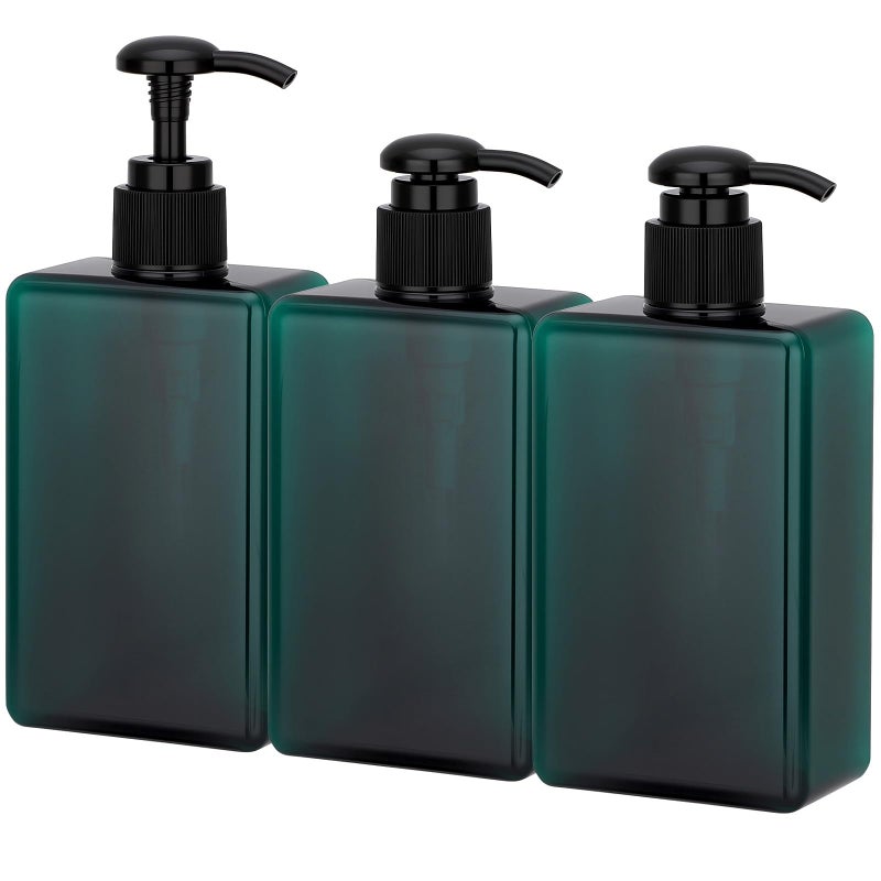 Suream 9.5oz Refillable Pump Press Bottles, Plastic Shampoo and Conditioner Dispenser, 280ml Reuable Cosmetic Empty Bottle, Bathroom Countertop Shower Dispensers for Body Wash, Hand Sanitizer, 3Pack - Image 1
