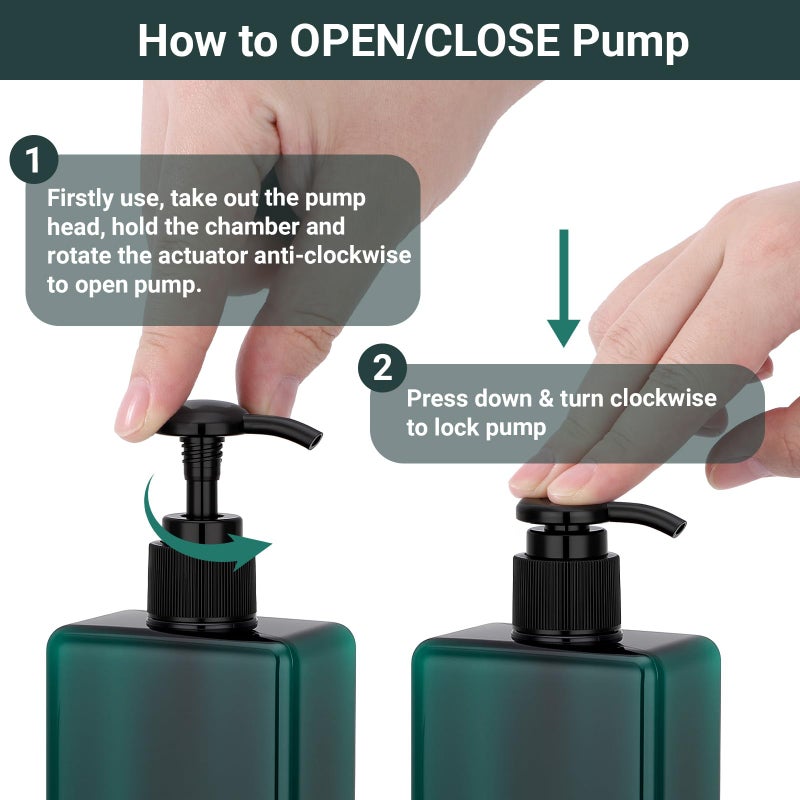 Suream 9.5oz Refillable Pump Press Bottles, Plastic Shampoo and Conditioner Dispenser, 280ml Reuable Cosmetic Empty Bottle, Bathroom Countertop Shower Dispensers for Body Wash, Hand Sanitizer, 3Pack - Image 3