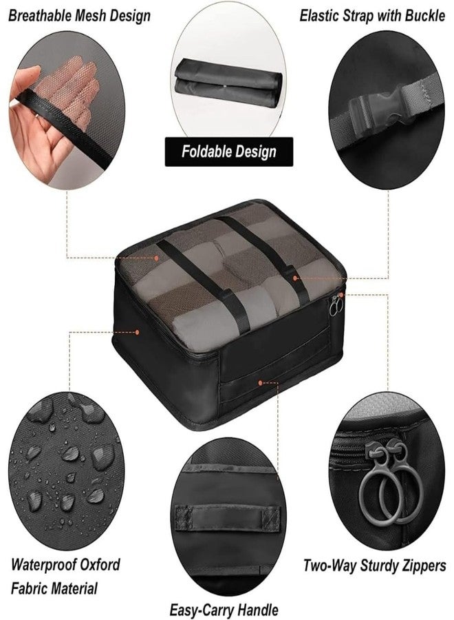 Sprqcart Polyester 7 Set Travel Organizer Bag 3 Packing Cubes + 3 Pouches + 1 Toiletry Organizer Bag (Black, 10 Cm, 11 Cm) - Image 2