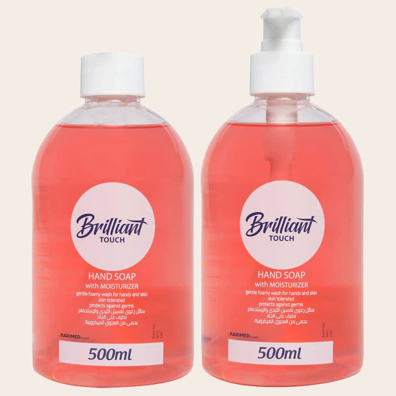 Brilliant Touch Hand Wash 2 Pcs. With Moisturizer 500ML RED