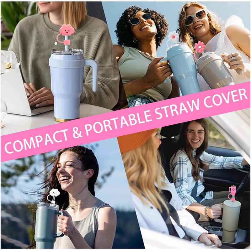 Meitesti Straw Cover Cap for Stanley Cup,Silicone Straw Topper Compatible with 30 and 40 Oz Tumbler with Handle,10 mm 0.4 in Reusable Straw Tips Lids - Image 3