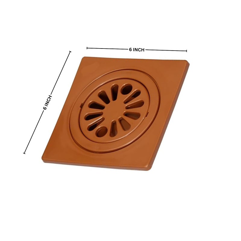 NEW WARE Square Plastic Shower Floor Drain/Strainer with Lid - 6 x 6 Inch, Brown - Image 4