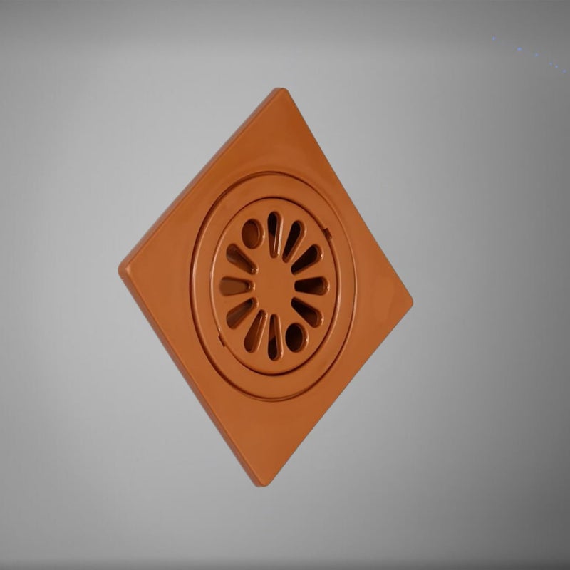 NEW WARE Square Plastic Shower Floor Drain/Strainer with Lid - 6 x 6 Inch, Brown - Image 2