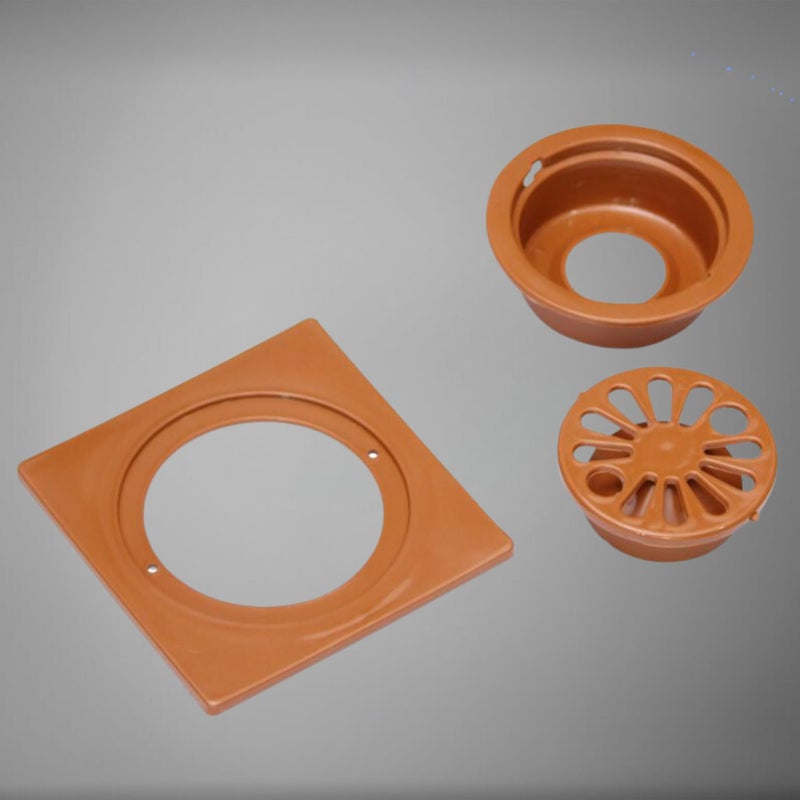 NEW WARE Square Plastic Shower Floor Drain/Strainer with Lid - 6 x 6 Inch, Brown - Image 3