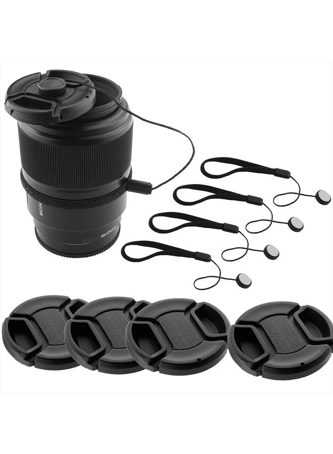 CamKix طقم غطاء عدسة 58 مم - 4 أغطية عدسة قابلة للتثبيت لكاميرات DSLR - 4 حافظات لأغطية العدسة - قطعة قماش تنظيف من الألياف الدقيقة متضمنة - متوافق مع كاميرات نيكون، كانون، سوني (58 مم) - Image 1