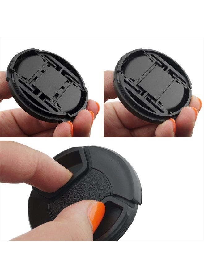 CamKix طقم غطاء عدسة 58 مم - 4 أغطية عدسة قابلة للتثبيت لكاميرات DSLR - 4 حافظات لأغطية العدسة - قطعة قماش تنظيف من الألياف الدقيقة متضمنة - متوافق مع كاميرات نيكون، كانون، سوني (58 مم) - Image 5