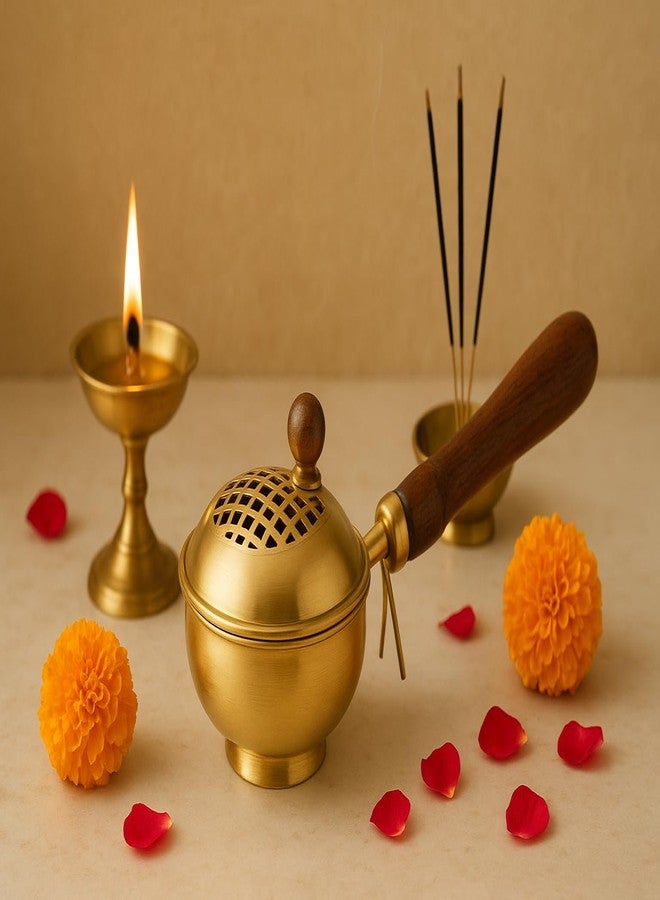 Being One Home Purifying Hand-Loban Incense Burner, Loban Burner with Handle, Dhoop Dhuni Burner Sambrani Dhoop, Burner for Home Office Temple Prayer Butler - Image 5