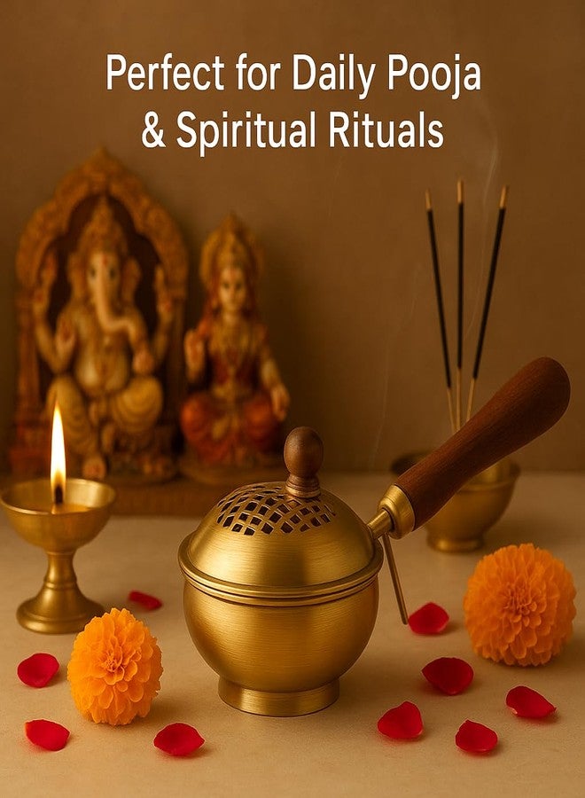 Being One Home Purifying Hand-Loban Incense Burner, Loban Burner with Handle, Dhoop Dhuni Burner Sambrani Dhoop, Burner for Home Office Temple Prayer Butler - Image 3