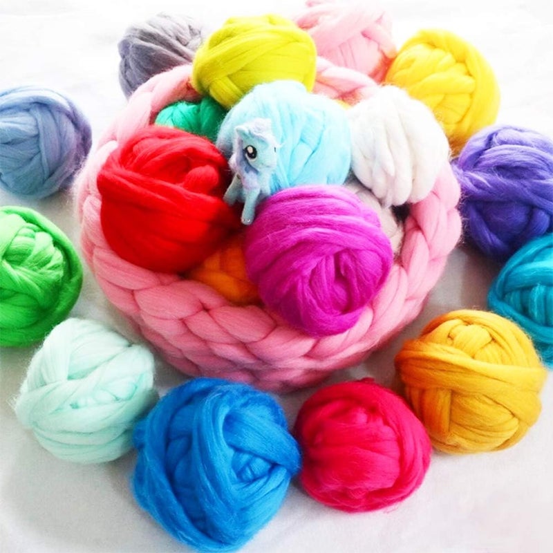 JUPEAN 3.53oz Wool Roving, Needle Felting Wool Pure Wool, Chunky Yarn, Spinning Wool Roving for Needle Felting Wet Felting DIY Hand Spinning (Meat Pink) - Image 4