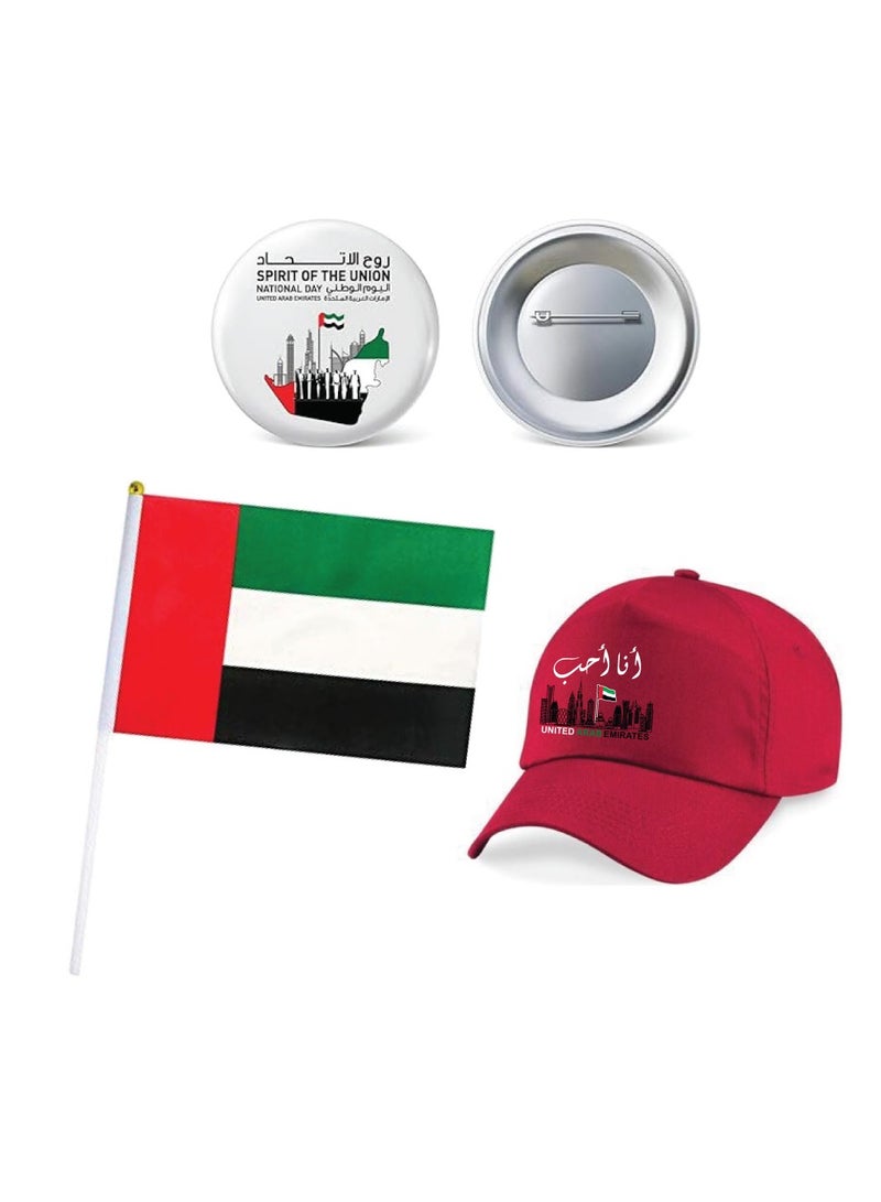 UAE National Day Combo Pack for kids - Baseball Cap - Button Badge - Flag - UAE Flag Day - Celebrate the UAE National Day - Image 1