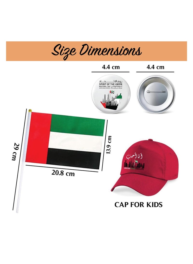 UAE National Day Combo Pack for kids - Baseball Cap - Button Badge - Flag - UAE Flag Day - Celebrate the UAE National Day - Image 3