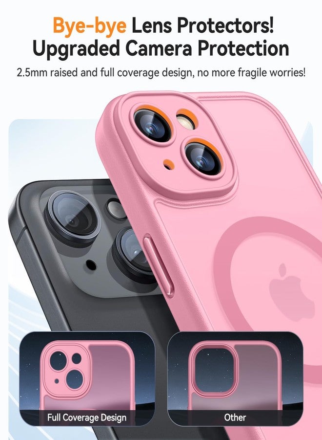 CANSHN Magnetic Case for iPhone 15, Upgraded [Full Camera Protection] [Compatible with Magsafe] [Translucent Matte] Shockproof Protective Phone Case for iPhone 15 6.1" - Pink - Image 3