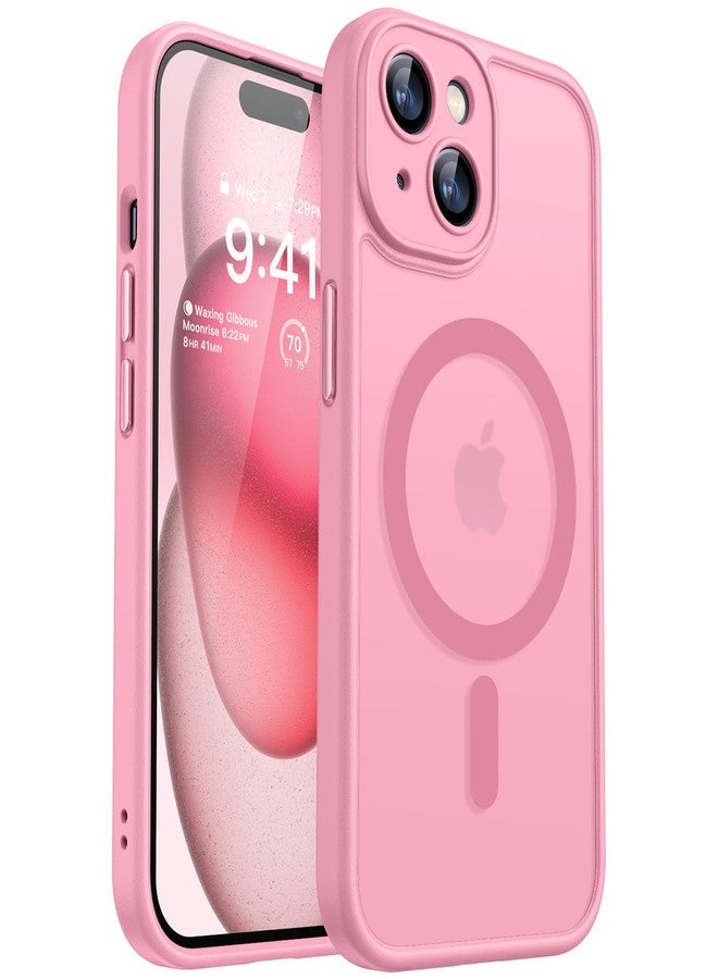 CANSHN Magnetic Case for iPhone 15, Upgraded [Full Camera Protection] [Compatible with Magsafe] [Translucent Matte] Shockproof Protective Phone Case for iPhone 15 6.1" - Pink - Image 1