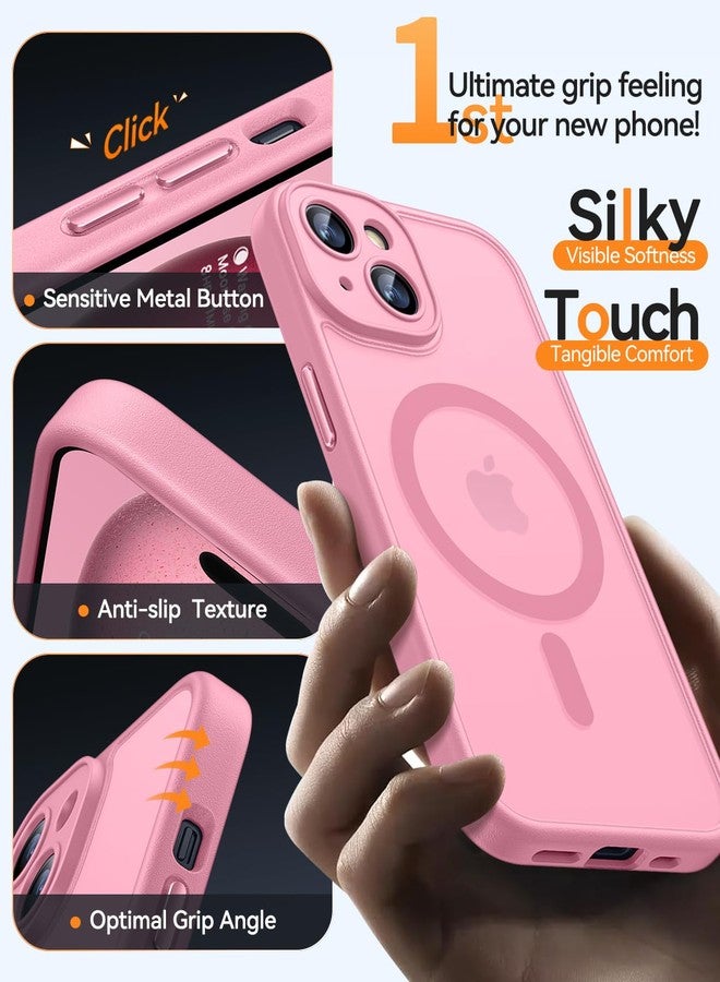 CANSHN Magnetic Case for iPhone 15, Upgraded [Full Camera Protection] [Compatible with Magsafe] [Translucent Matte] Shockproof Protective Phone Case for iPhone 15 6.1" - Pink - Image 5
