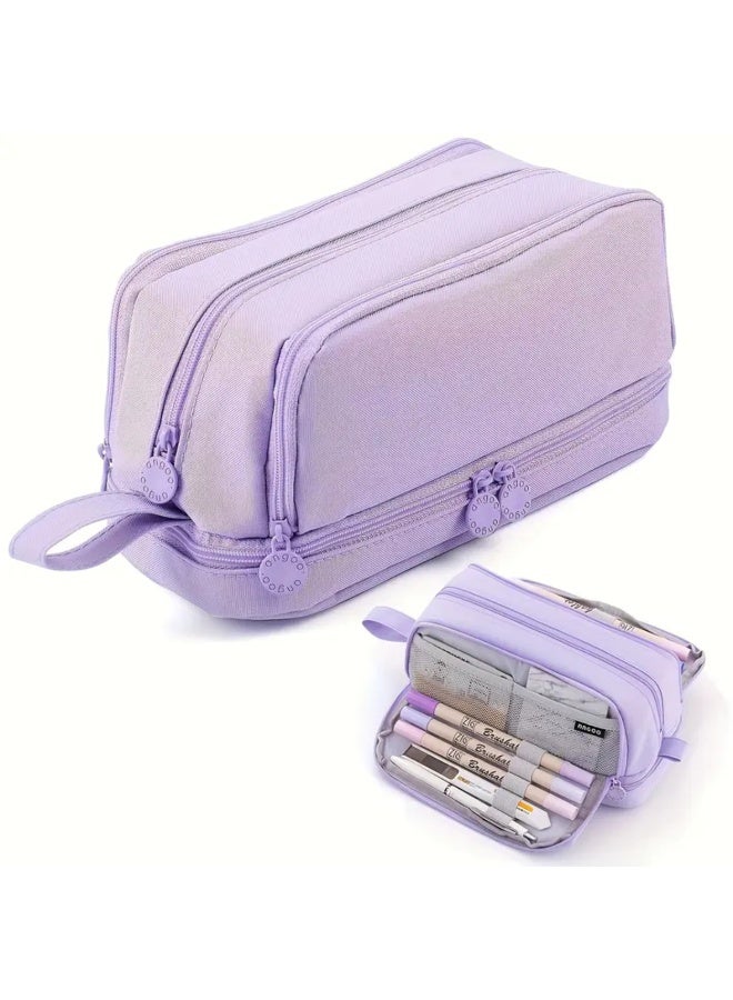 Double-Zip Insulated Pencil Case: High Capacity, Stylish, and Durable Viscose Fabric Case for Students and Professionals - Image 1