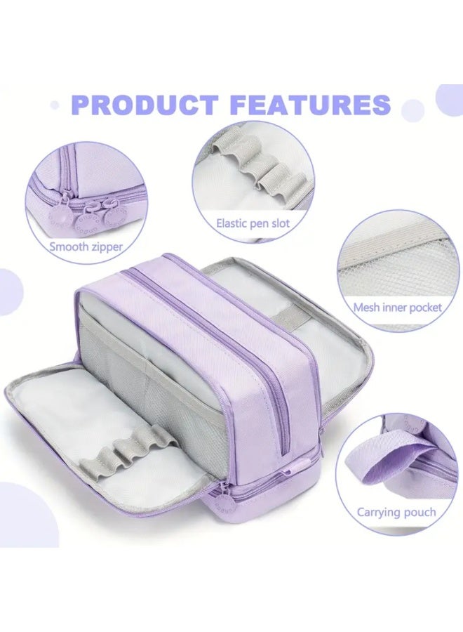 Double-Zip Insulated Pencil Case: High Capacity, Stylish, and Durable Viscose Fabric Case for Students and Professionals - Image 2