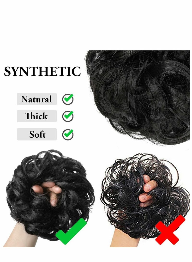 NIBEMINENT Messy Hair Bun, Scrunchies Extension Curly Wavy Synthetic Chignon Fake Wig for Women Girls Kids, Dark Brown - Image 3