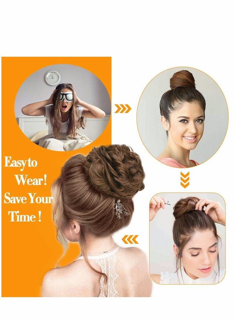 NIBEMINENT Messy Hair Bun, Scrunchies Extension Curly Wavy Synthetic Chignon Fake Wig for Women Girls Kids, Dark Brown - Image 5