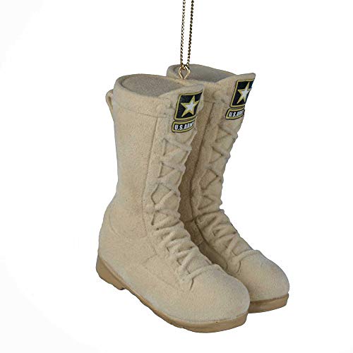 Kurt Adler 3 " U.S. Army Flocked Combat Boots Christmas Ornament, Ivory - Image 5